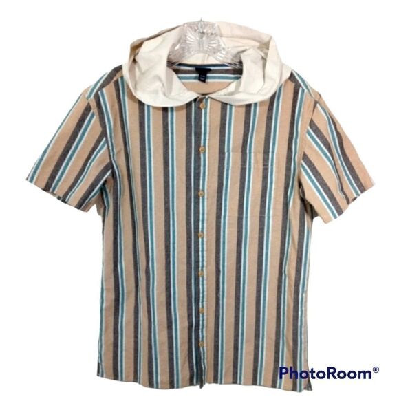 Art Class Striped Button Down Short Sleeve Shirt -E - Picture 1 of 2